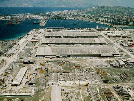 Ash covers the former US naval base at Subic Bay following the 1991 eruption of Mount Pinatubo