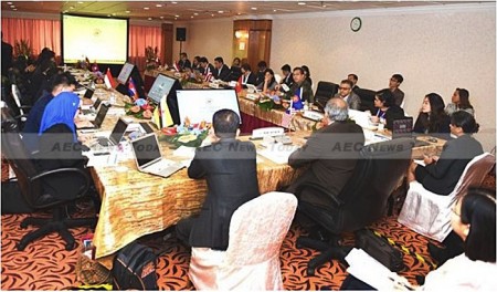 One of the drafting committee’s of The Asean Senior Officials Meeting (SOM), Putra World Trade Centre (PWTC), in Kuala Lumpur, Malaysia prior to the commencement of the 48th AMM meeting