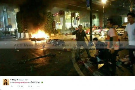 Frantic scenes at Ratchaprasong intersection following the Bangkok bomb blast