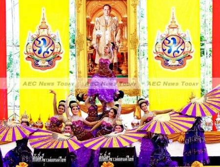 Dancers pay homage to King Bhumibol Adulyadej (Rama IX) on Labour Day earlier this year