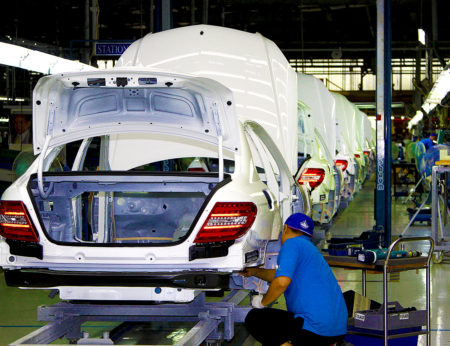 Mercedes-Benz E Class go down the assembly line in Thailand. The company plans to install two additional assembly lines in Vietnam this year