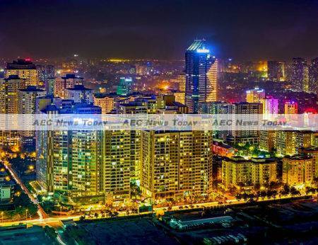 The Trung Hoa Area of Hanoi, sometimes referred to as 'Koreatown' due to its significant Korean population, glows gold at night from street lighting, but also reflecting the golden eriod of growth Vietnam has enjoyed over the last 20 years.