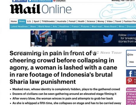 The MailOnline... beating a long dead horse: An 14-month-old video of a woman being caned in Aceh