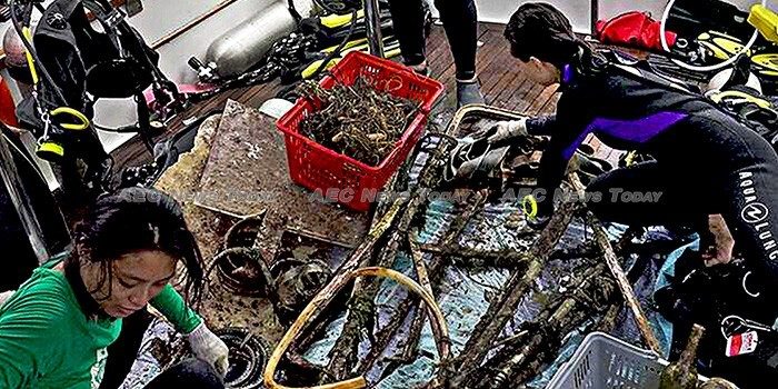 NUS divers collect 100 kg of trash from Singapore marine park