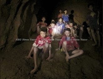 First photos of Thailand football team trapped inside a flooded cave in Mae Sai, northern Thailand