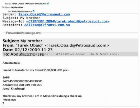 An email purporting to show Jamal Khashoggi received $100,000 for interviewing Najib Razak