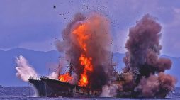 Watch: Indonesia blows up pirate fishing boats after navy ship rammed (video)