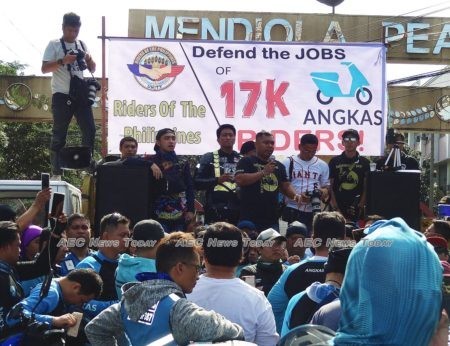 Angkas motorcycle taxi drivers voice concern at the proposed 10,000 biker cap