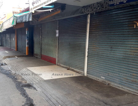 Lives and livelihoods are often one and the same among the poor - shuttered shops in Phnom Penh April 2021